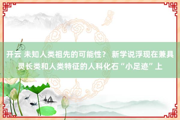 开云 未知人类祖先的可能性? 新学说浮现在兼具灵长类和人类特征的人科化石“小足迹”上