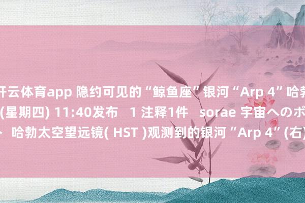 开云体育app 隐约可见的“鲸鱼座”银河“Arp 4”哈勃太空望远镜 12/25 (星期四) 11:40发布   1 注释1件   sorae 宇宙へのポータルサイト  哈勃太空望远镜( HST )观测到的银河“Arp 4”(右)和“LEDA 6629”(左)  这是，哈勃太空望