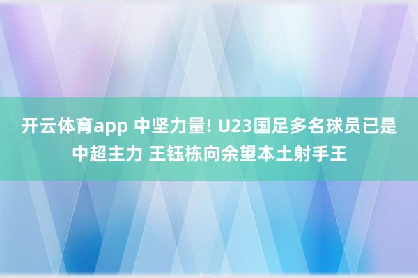 开云体育app 中坚力量! U23国足多名球员已是中超主力 王钰栋向余望本土射手王