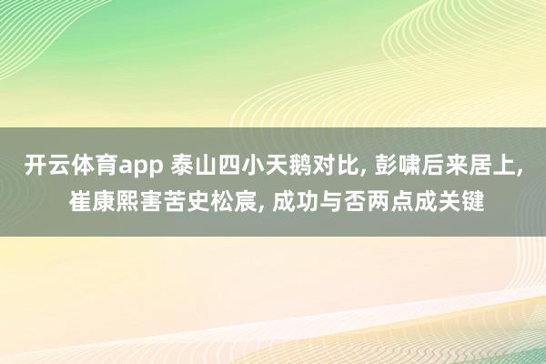 开云体育app 泰山四小天鹅对比, 彭啸后来居上, 崔康熙害苦史松宸, 成功与否两点成关键