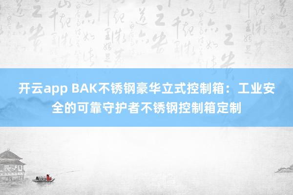 开云app BAK不锈钢豪华立式控制箱：工业安全的可靠守护者不锈钢控制箱定制