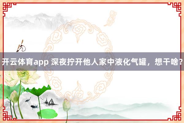 开云体育app 深夜拧开他人家中液化气罐，想干啥？