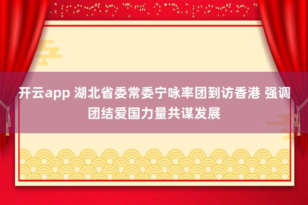 开云app 湖北省委常委宁咏率团到访香港 强调团结爱国力量共谋发展