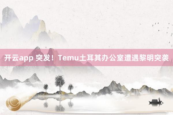 开云app 突发！Temu土耳其办公室遭遇黎明突袭