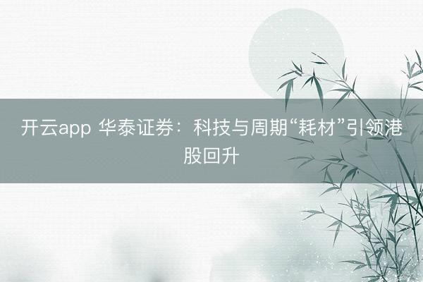 开云app 华泰证券：科技与周期“耗材”引领港股回升
