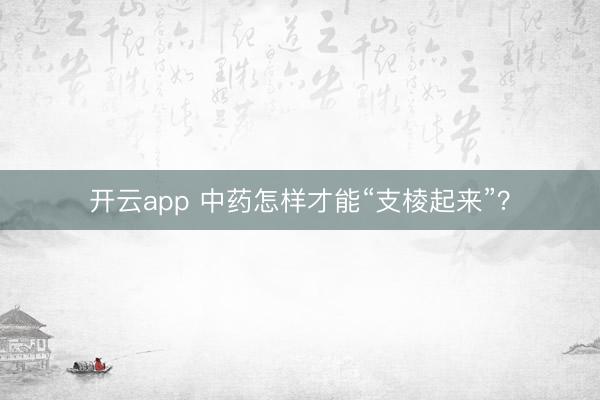 开云app 中药怎样才能“支棱起来”？