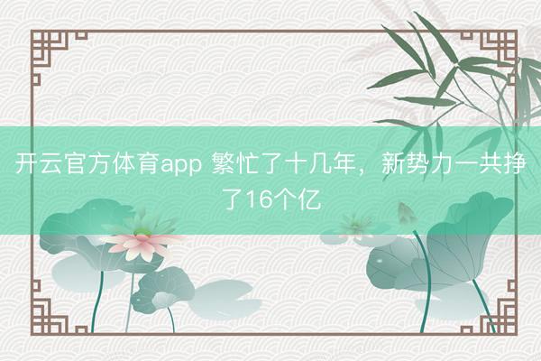 开云官方体育app 繁忙了十几年，新势力一共挣了16个亿