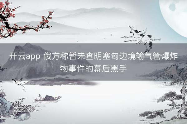 开云app 俄方称暂未查明塞匈边境输气管爆炸物事件的幕后黑手