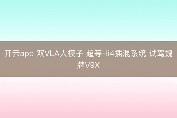 开云app 双VLA大模子 超等Hi4插混系统 试驾魏牌V9X