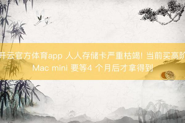 开云官方体育app 人人存储卡严重枯竭! 当前买高阶Mac mini 要等4 个月后才拿得到