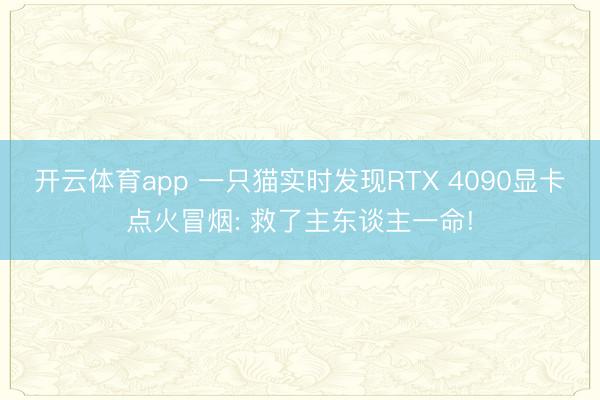 开云体育app 一只猫实时发现RTX 4090显卡点火冒烟: 救了主东谈主一命!
