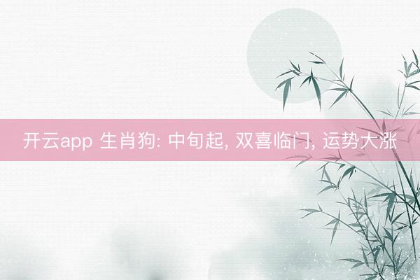 开云app 生肖狗: 中旬起， 双喜临门， 运势大涨