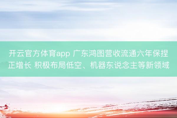开云官方体育app 广东鸿图营收流通六年保捏正增长 积极布局低空、机器东说念主等新领域