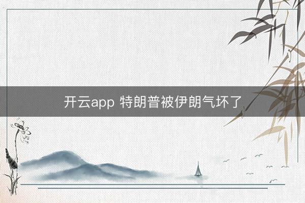 开云app 特朗普被伊朗气坏了