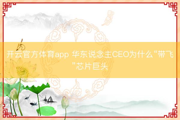 开云官方体育app 华东说念主CEO为什么“带飞”芯片巨头