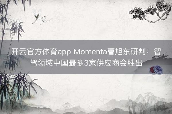 开云官方体育app Momenta曹旭东研判：智驾领域中国最多3家供应商会胜出