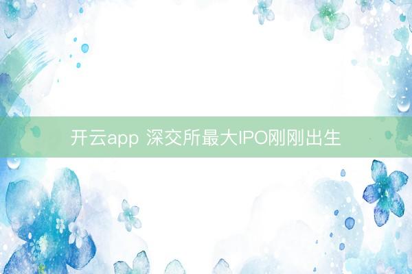 开云app 深交所最大IPO刚刚出生