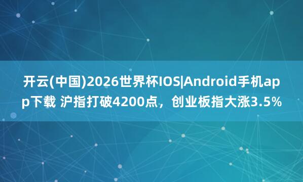 开云(中国)2026世界杯IOS|Android手机app下载 沪指打破4200点，创业板指大涨3.5%
