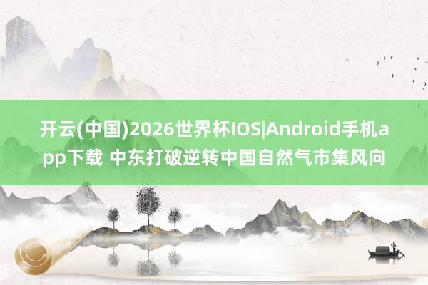 开云(中国)2026世界杯IOS|Android手机app下载 中东打破逆转中国自然气市集风向