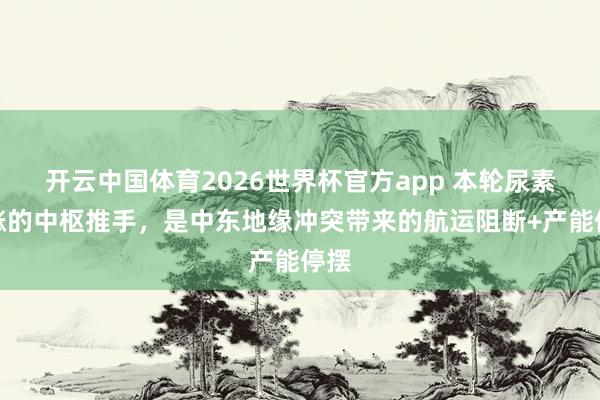 开云中国体育2026世界杯官方app 本轮尿素暴涨的中枢推手，是中东地缘冲突带来的航运阻断+产能停摆