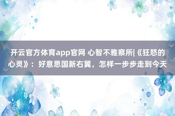 开云官方体育app官网 心智不雅察所|《狂怒的心灵》：好意思国新右翼，怎样一步步走到今天