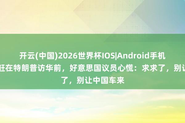 开云(中国)2026世界杯IOS|Android手机app下载 赶在特朗普访华前，好意思国议员心慌：求求了，别让中国车来