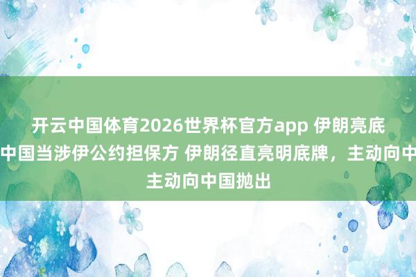 开云中国体育2026世界杯官方app 伊朗亮底牌：请中国当涉伊公约担保方 伊朗径直亮明底牌，主动向中国抛出