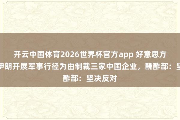 开云中国体育2026世界杯官方app 好意思方以协助伊朗开展军事行径为由制裁三家中国企业，酬酢部：坚决反对