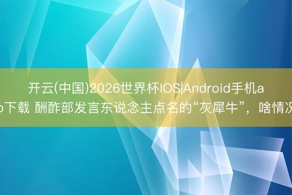 开云(中国)2026世界杯IOS|Android手机app下载 酬酢部发言东说念主点名的“灰犀牛”，啥情况？