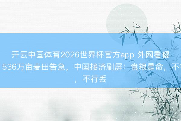 开云中国体育2026世界杯官方app 外网看傻眼！536万亩麦田告急，中国接济刷屏：食粮是命，不行丢