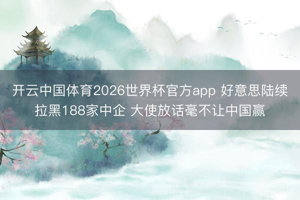 开云中国体育2026世界杯官方app 好意思陆续拉黑188家中企 大使放话毫不让中国赢