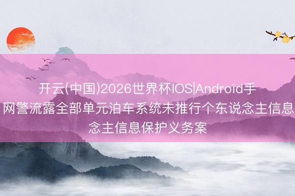 开云(中国)2026世界杯IOS|Android手机app下载 网警流露全部单元泊车系统未推行个东说念主信息保护义务案
