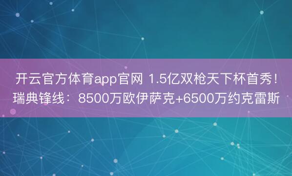 开云官方体育app官网 1.5亿双枪天下杯首秀！瑞典锋线：8500万欧伊萨克+6500万约克雷斯